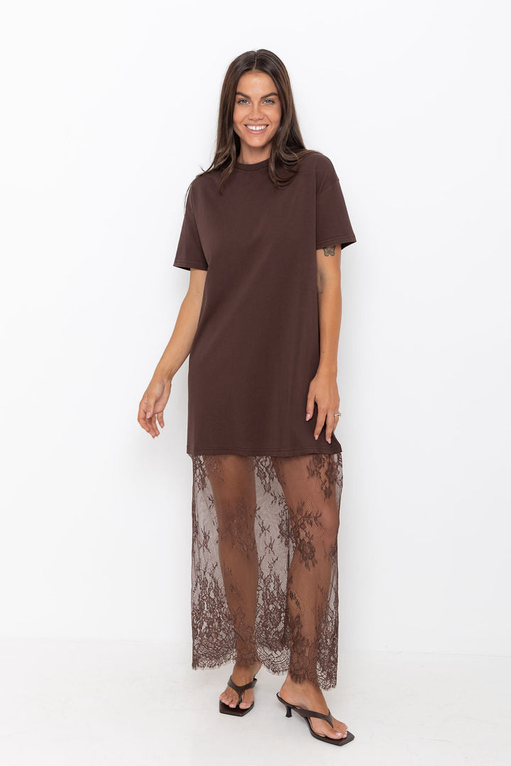 Anika Lace Maxi Dress - Chocolate