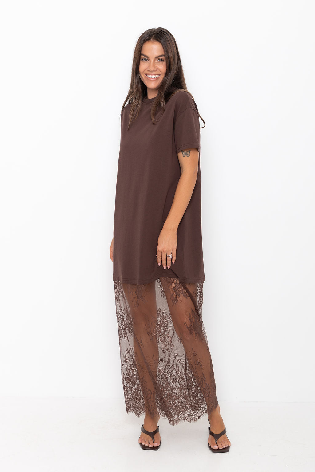 Anika Lace Maxi Dress - Chocolate