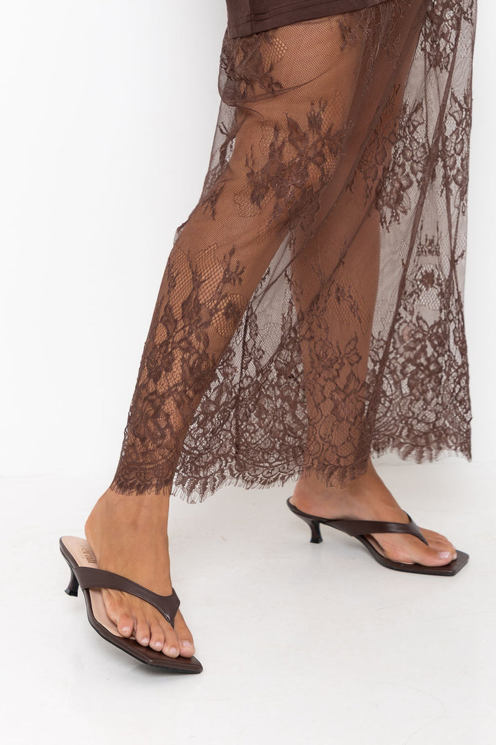 Anika Lace Maxi Dress - Chocolate