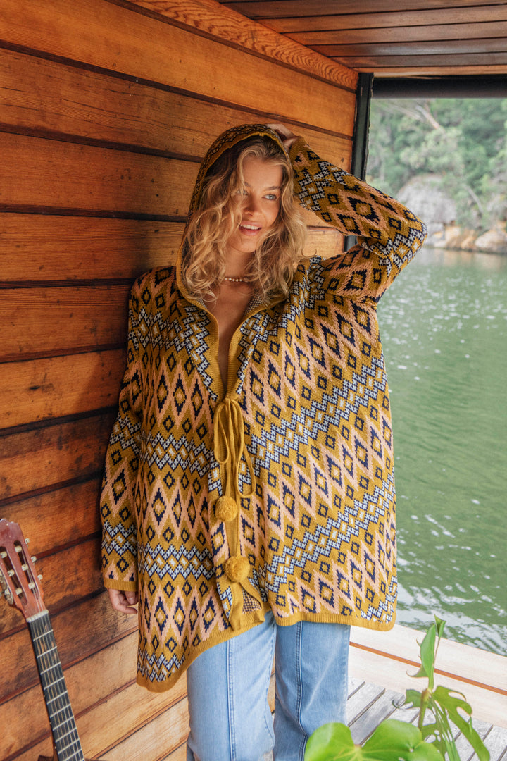 One Love Hooded Cardi - Aztec