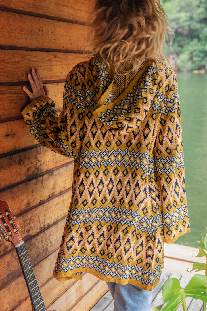 One Love Hooded Cardi - Aztec