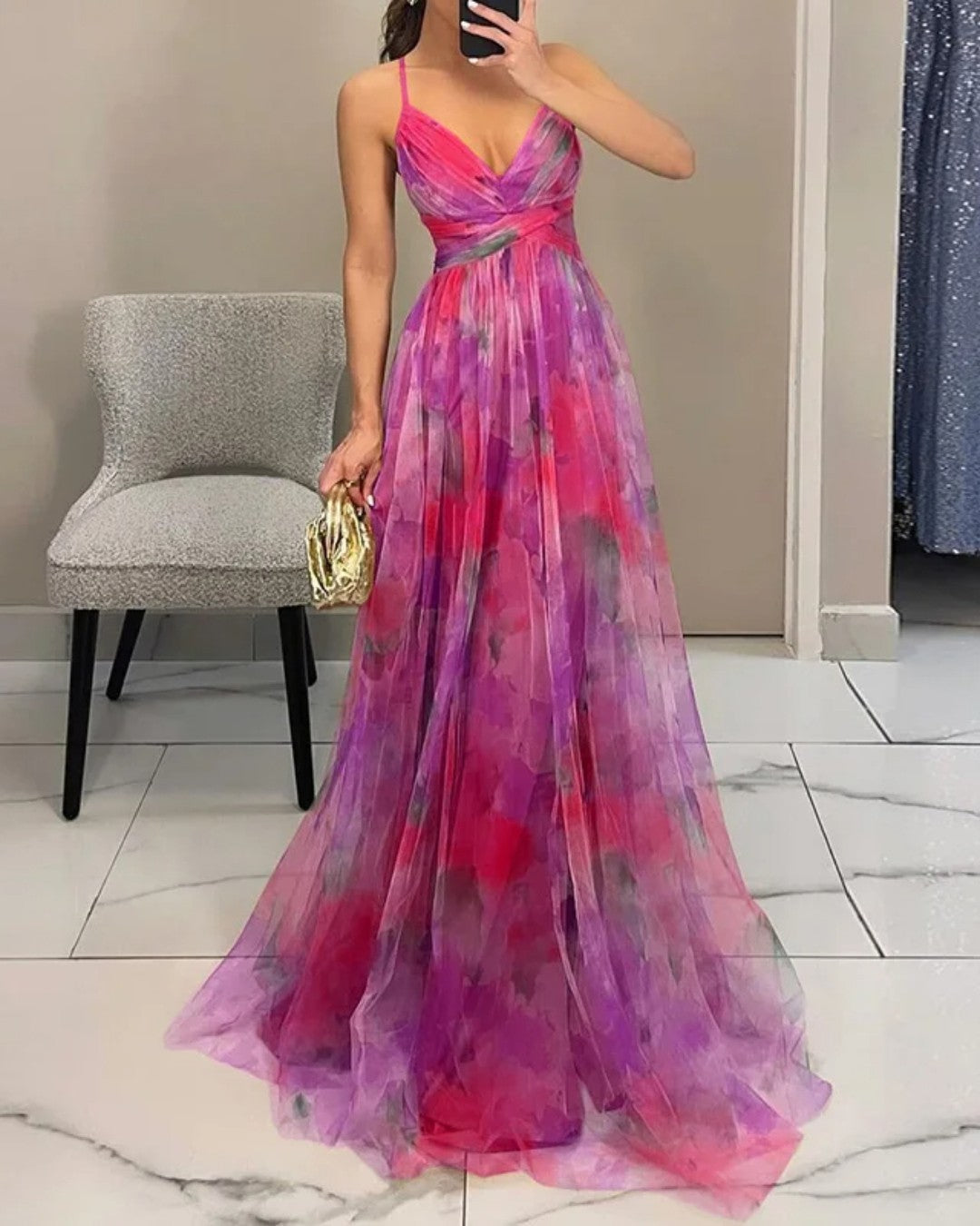 AURELIA - ELEGANT FLORAL MIDI DRESS