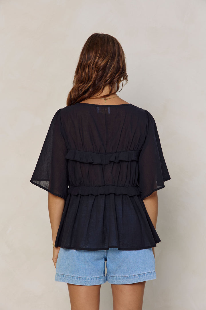 Nyla Boho Top - Black