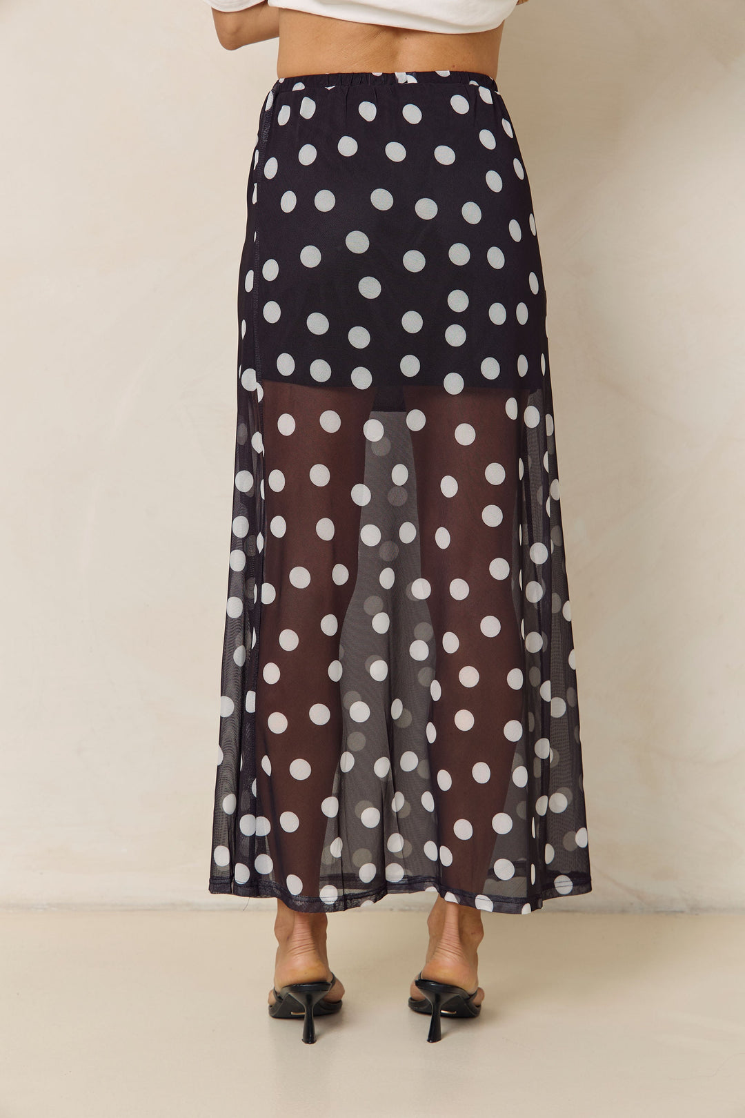 Evie Polka Dot Maxi Skirt - Black and White