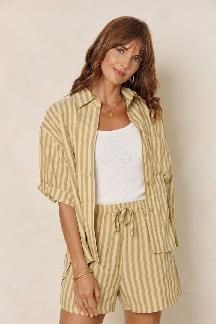Emma Stripe Shorts - Yellow