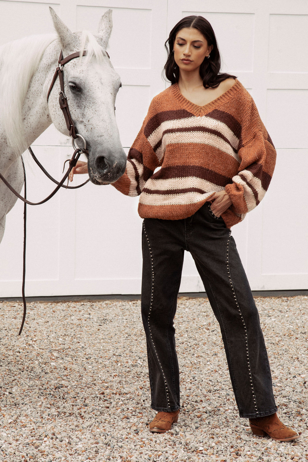 Soren V-Neck Knit - Rust