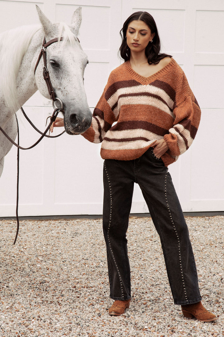 Soren V-Neck Knit - Rust