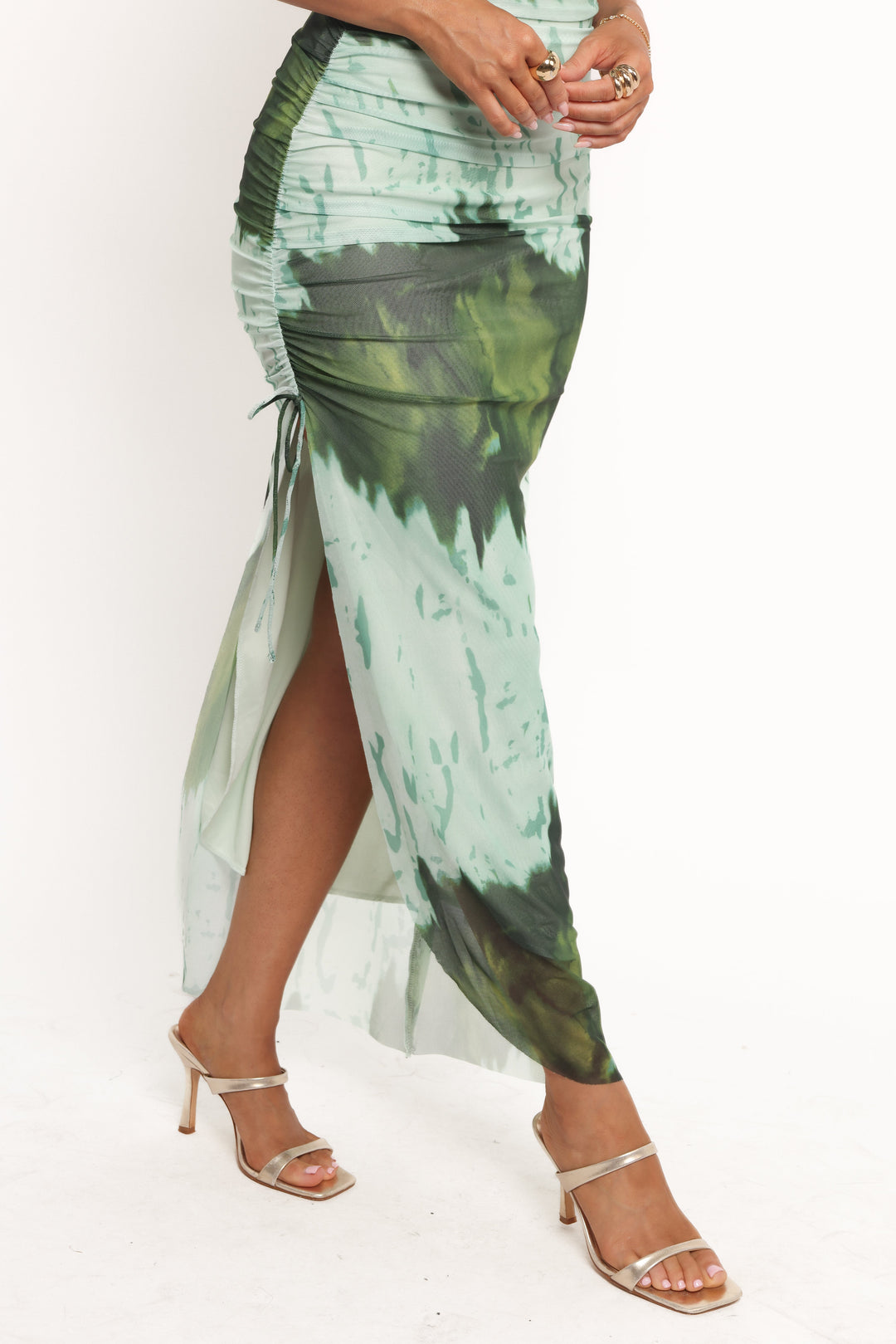 Adalynn One Shoulder Midi Dress - Blue/Green