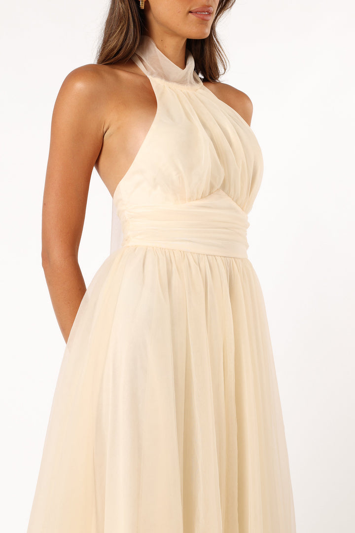 Aletta Halterneck Midi Dress - Cream