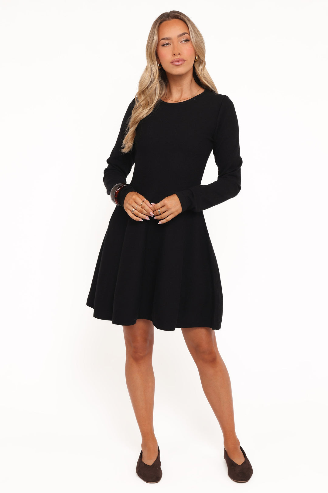 Alorda Long Sleeve Mini Dress - Black