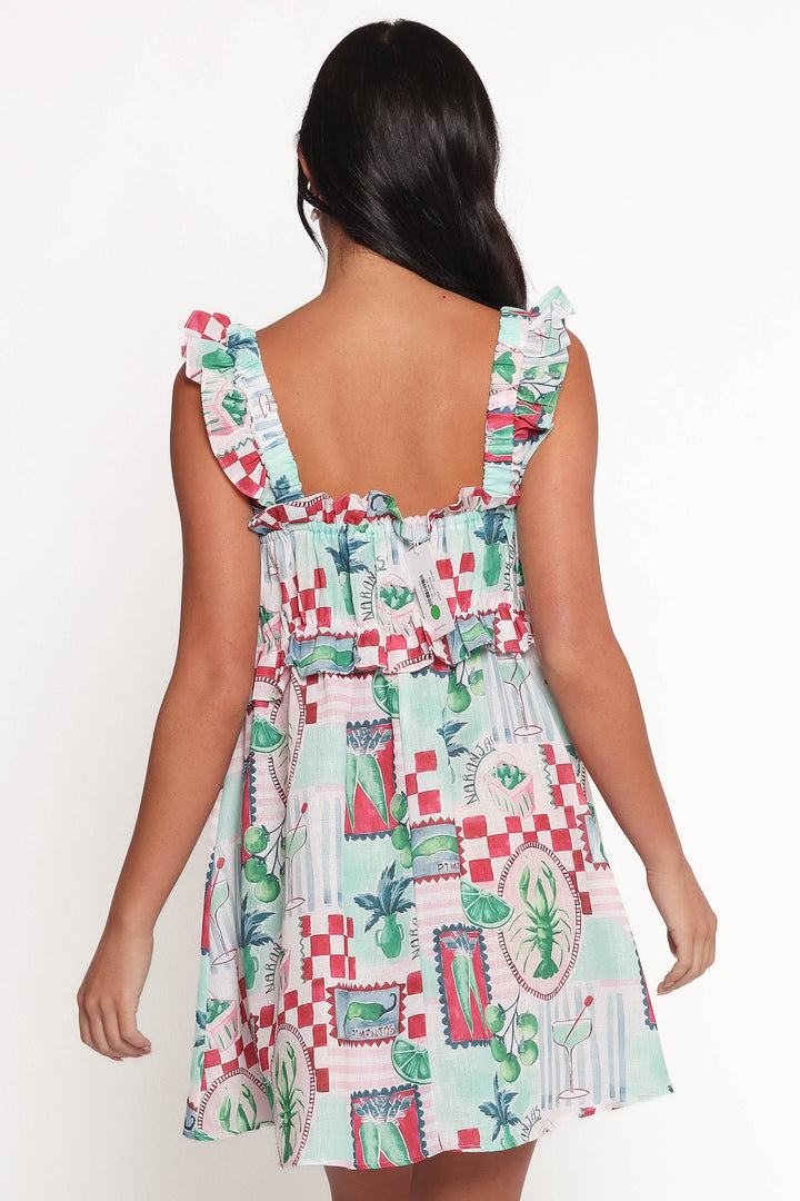 Annis Frill Sleeve Mini Dress - Aqua