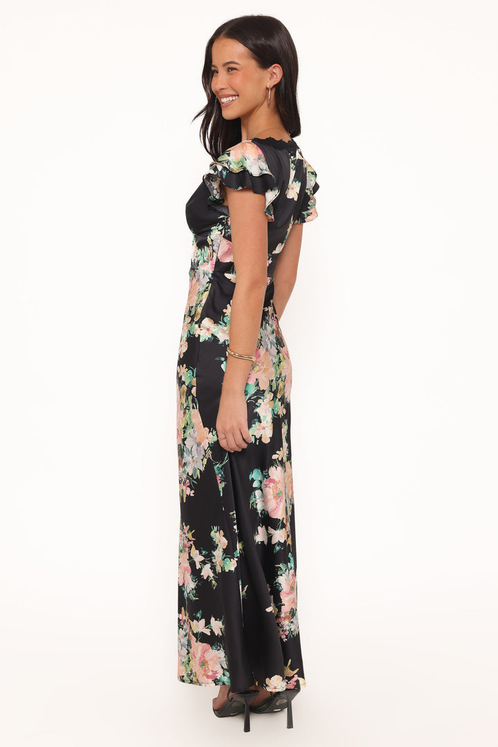 Arella Maxi Dress - Black Floral