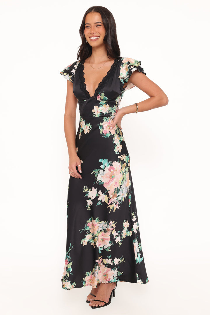 Arella Maxi Dress - Black Floral