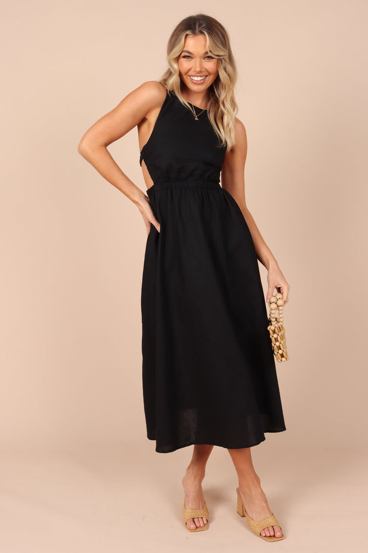 Aubrey Cutout Midi Dress - Black