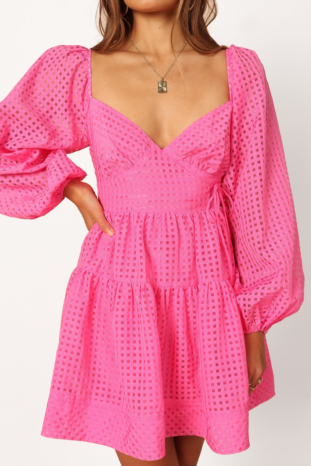 Augusta Long Sleeve Mini Dress - Magenta