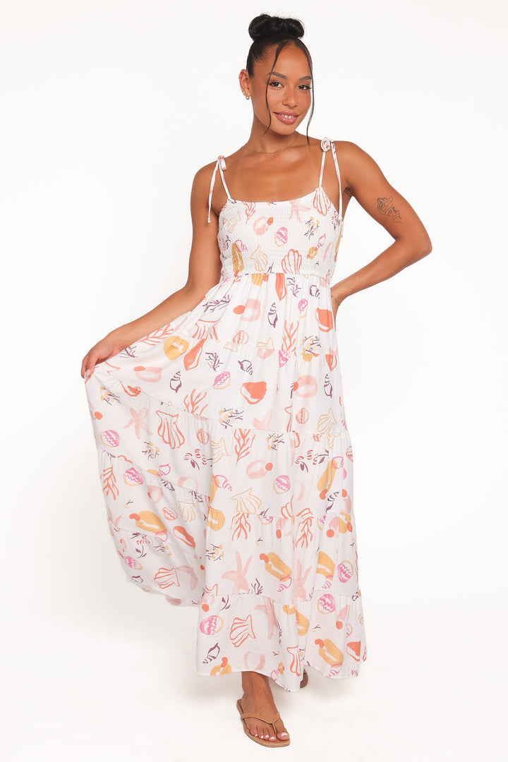 Bairbre Maxi Dress - Pink Beach Print
