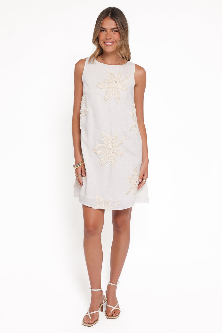 Beverley Embroidered Mini Dress - Cream