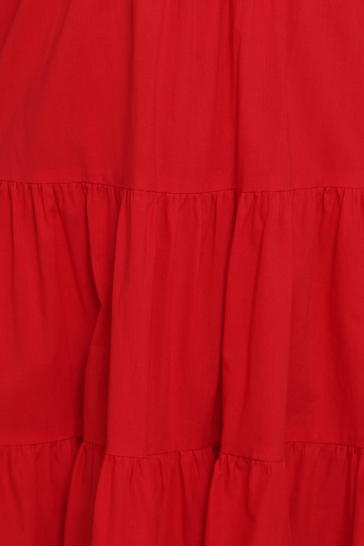 Carrol Shirred Bodice Maxi Dress - Red