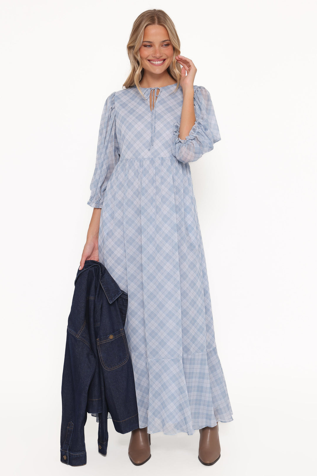 Cassina Maxi Dress - Blue Plaid