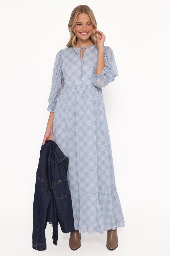 Cassina Maxi Dress - Blue Plaid