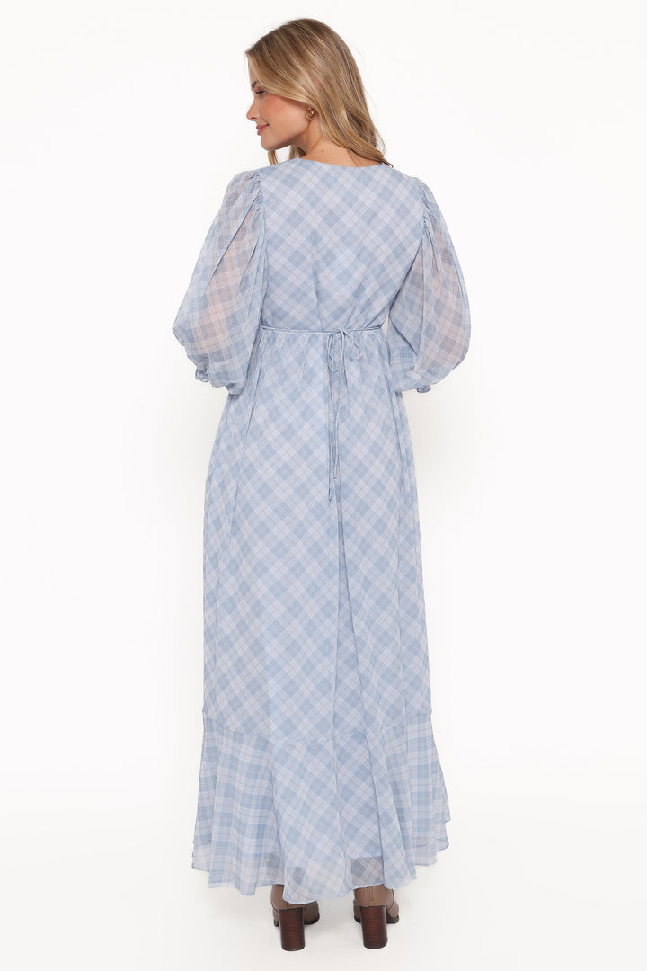 Cassina Maxi Dress - Blue Plaid