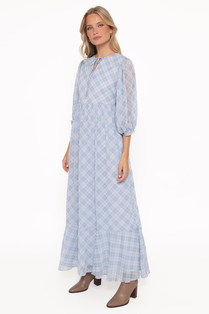 Cassina Maxi Dress - Blue Plaid