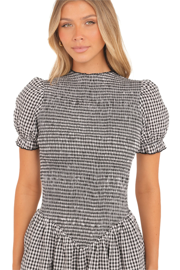 Celine Mini Dress - Black Gingham