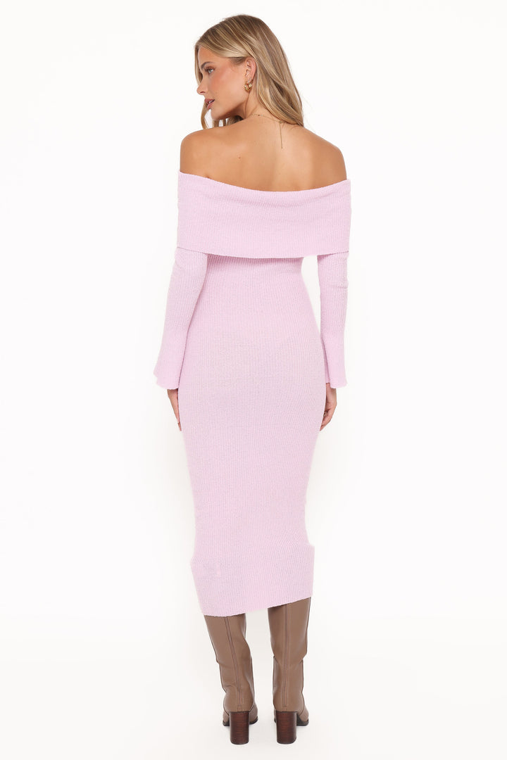 Domitia Off Shoulder Knit Dress - Purple