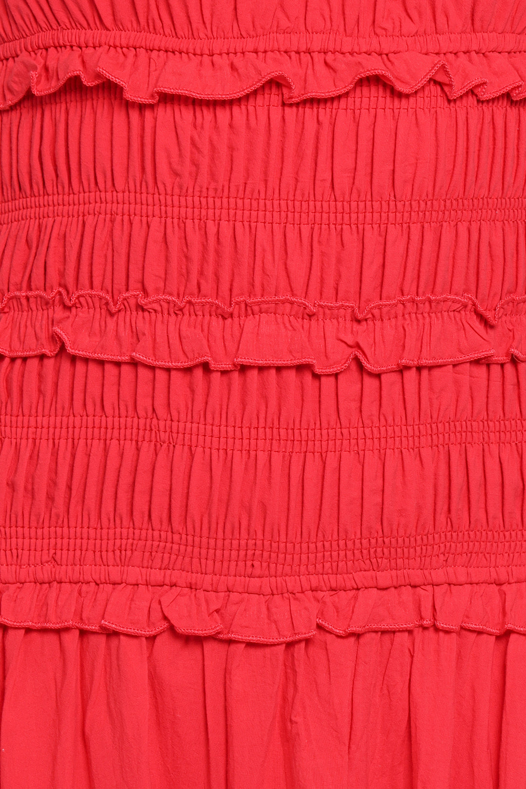 Enola Gather Midi Dress - Red