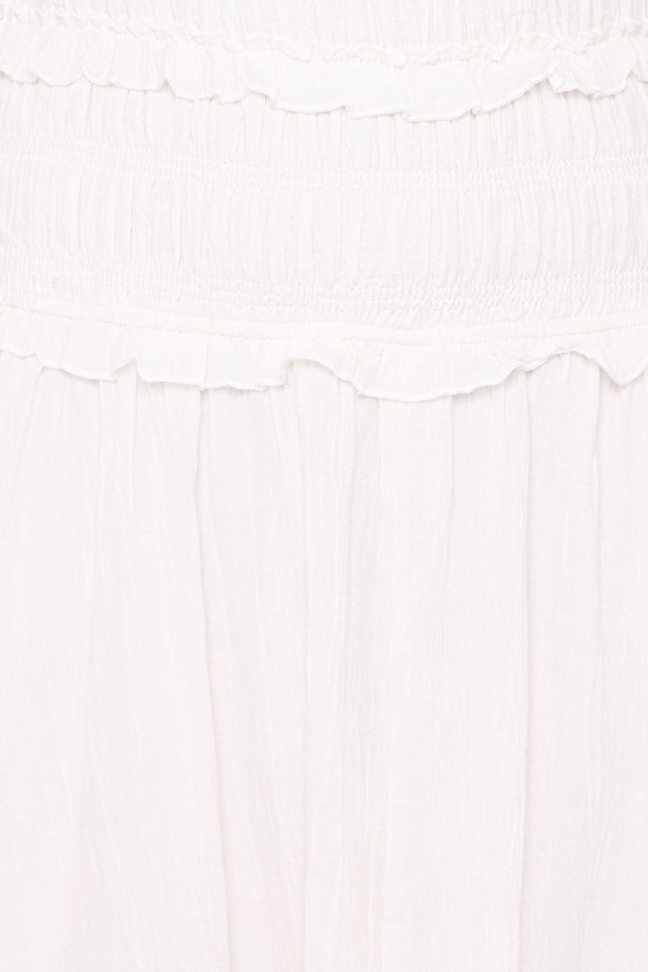 Enola Gather Midi Dress - White