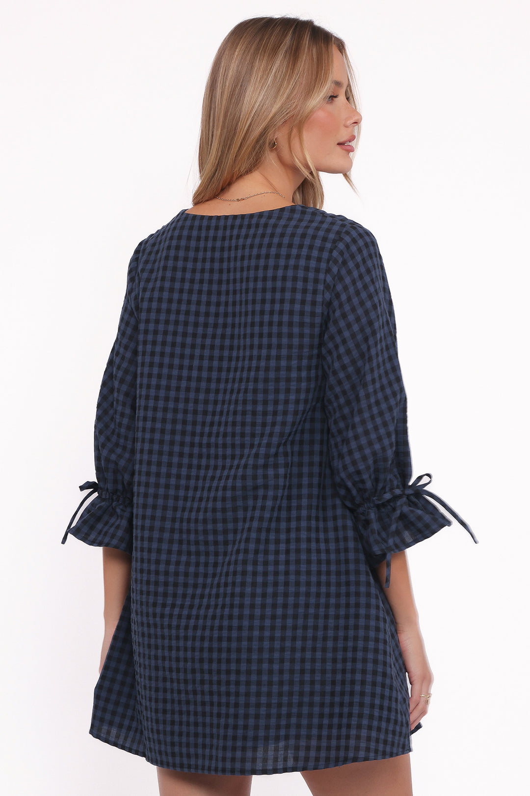 Hallie Mini Dress - Navy Gingham