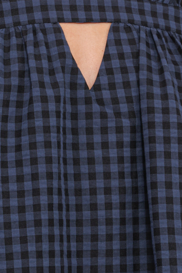 Hallie Mini Dress - Navy Gingham