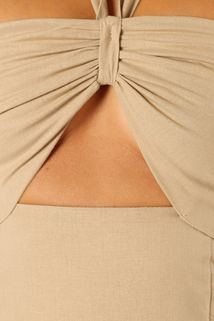 Haven Halterneck Maxi Dress - Tan
