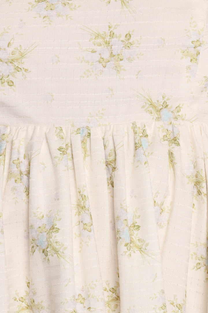 Indira Mini Dress - Ivory Blue Floral