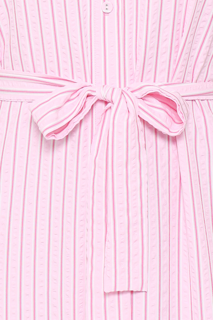 James Button Through Maxi Dress - Pink Stripe