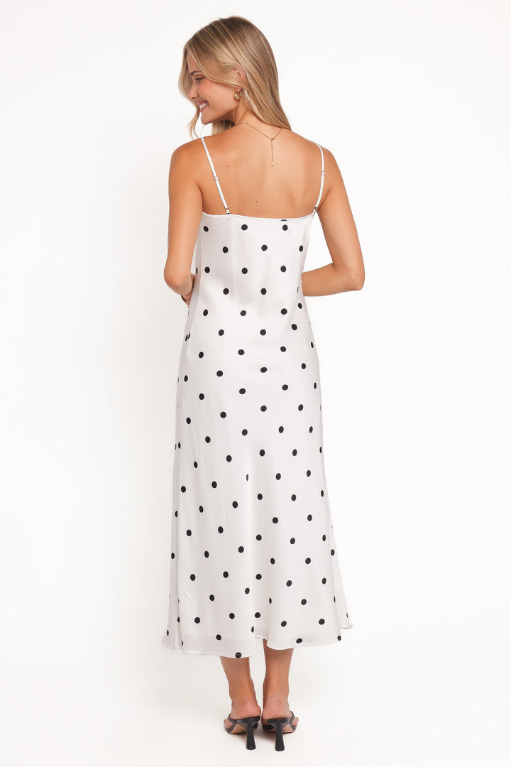Jamila Midi Dress - White Polka Dot