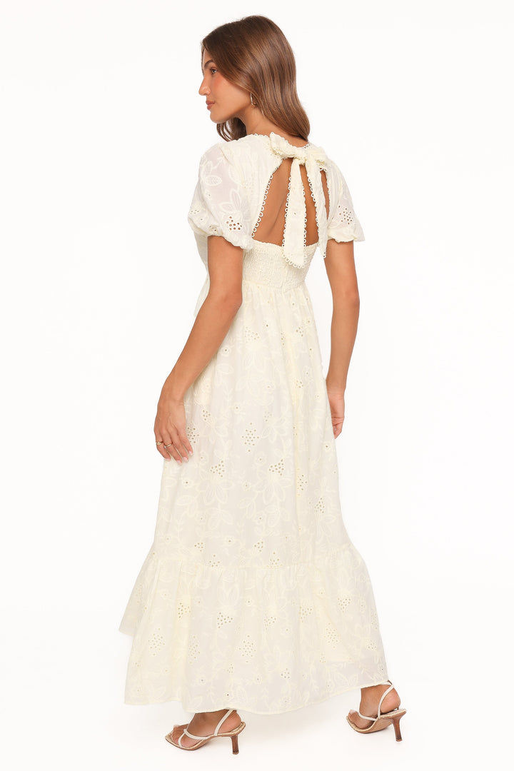 Janice Maxi Dress - Butter Yellow Broderie