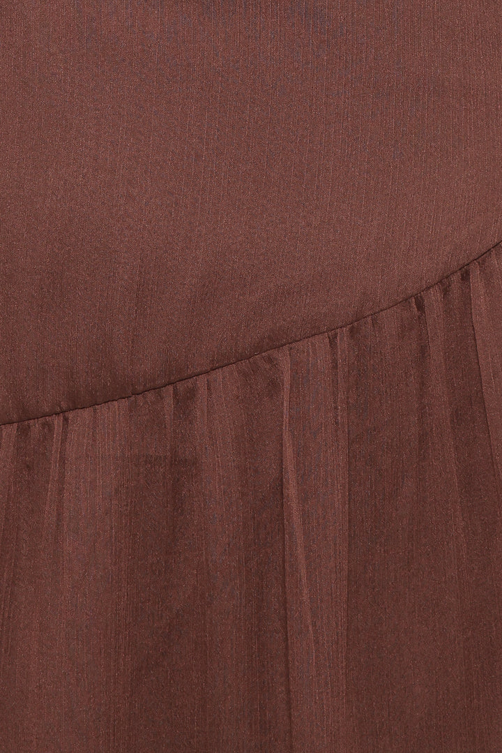 Julip Sheer Long Sleeve Maxi Dress - Brown