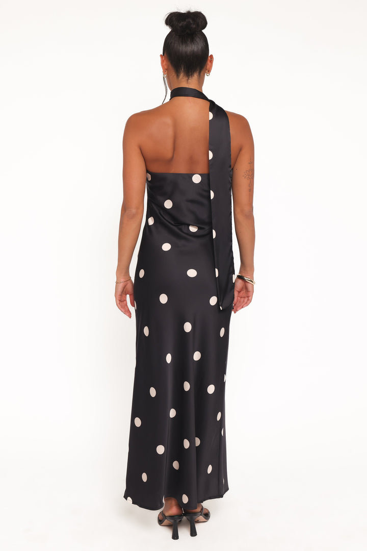 Jutta Strapless Maxi Dress - Black Polka Dot