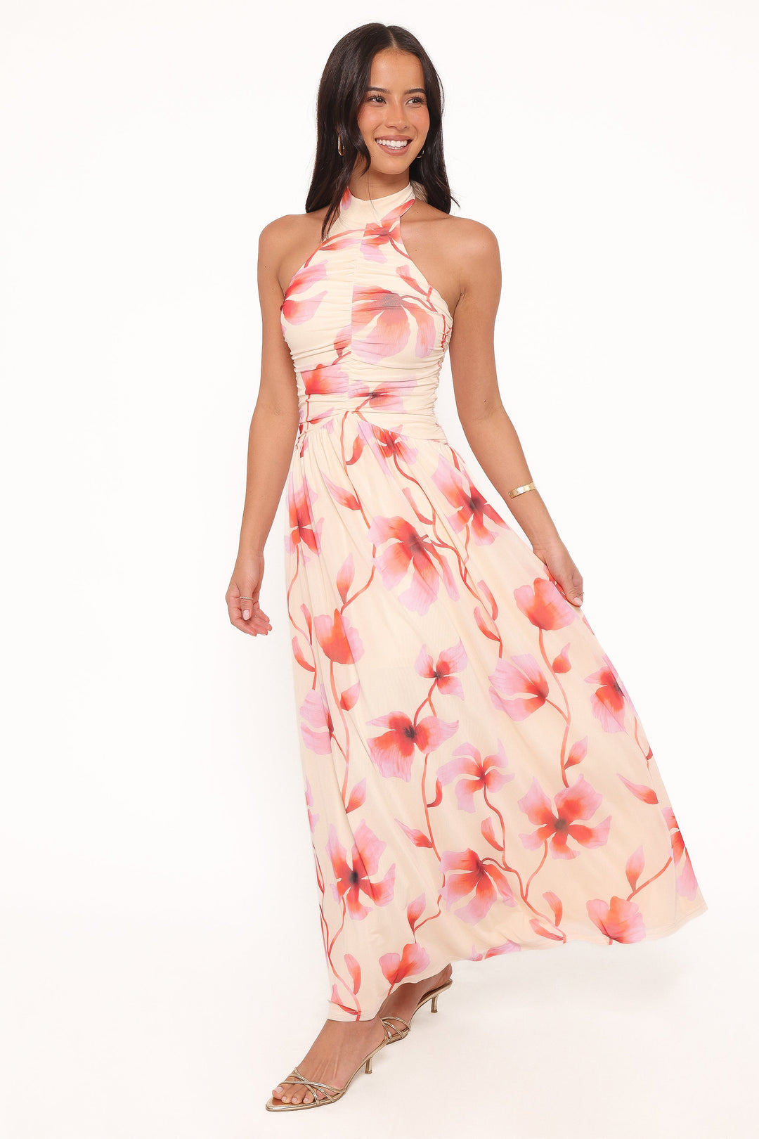 Kaira Halterneck Maxi Dress - Pink Floral