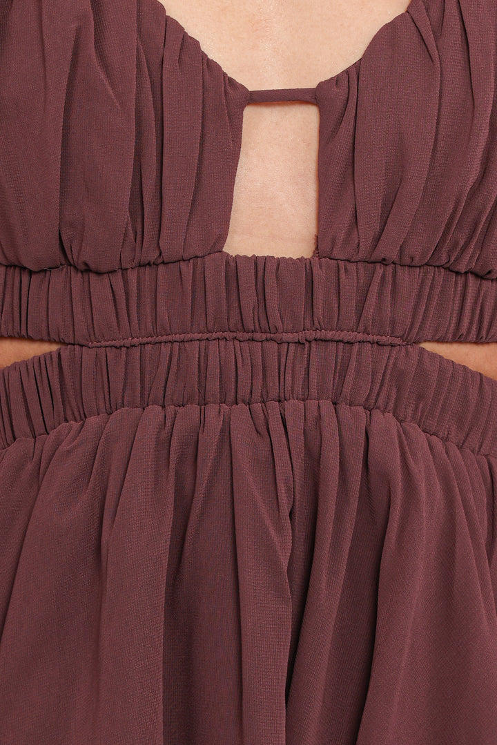 Katniss Long Sleeve Mini Dress - Chocolate