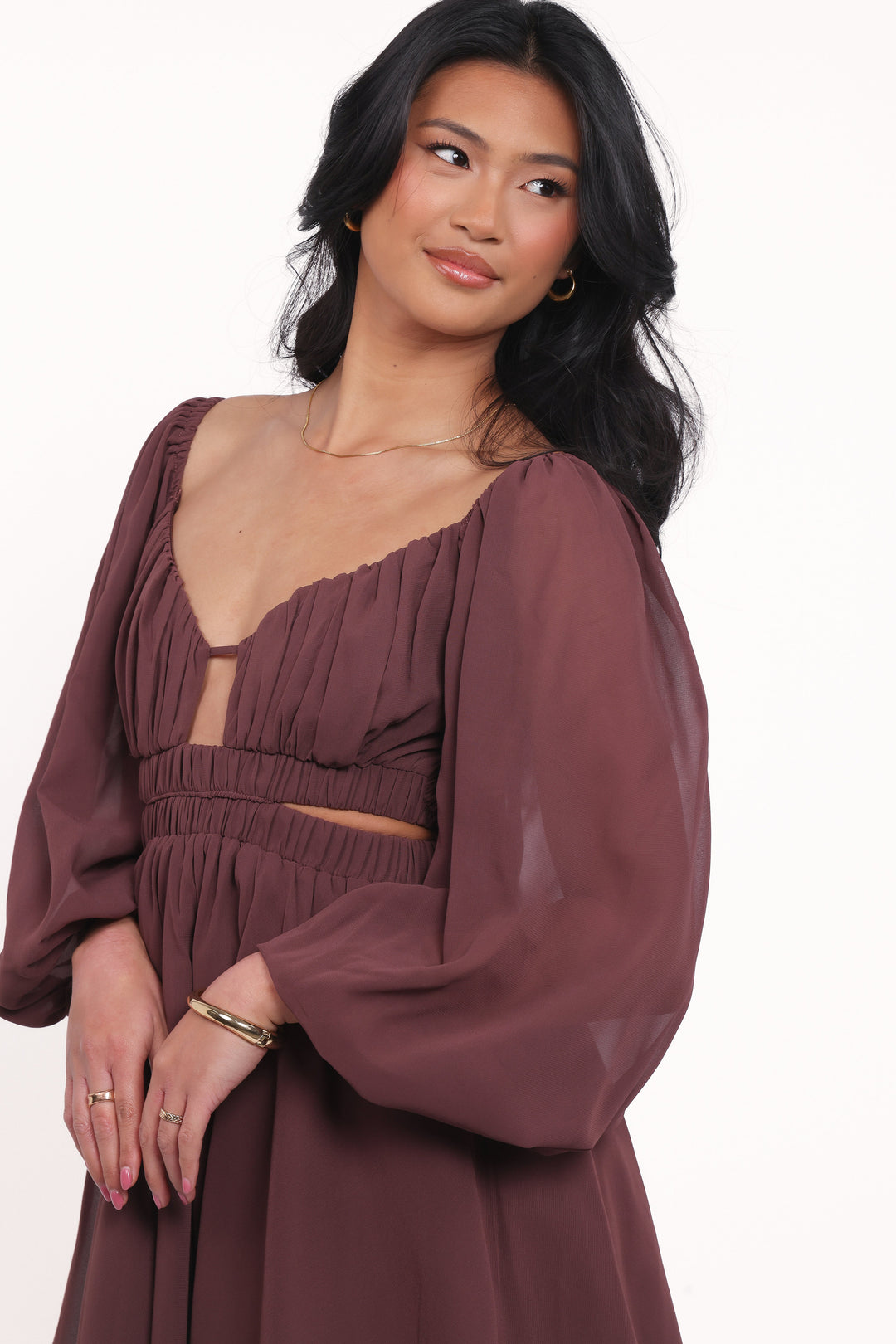Katniss Long Sleeve Mini Dress - Chocolate