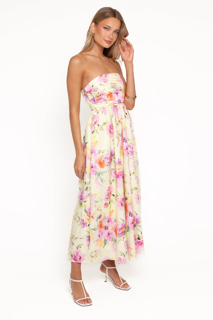 Kayt Strapless Dress - Yellow Petunia