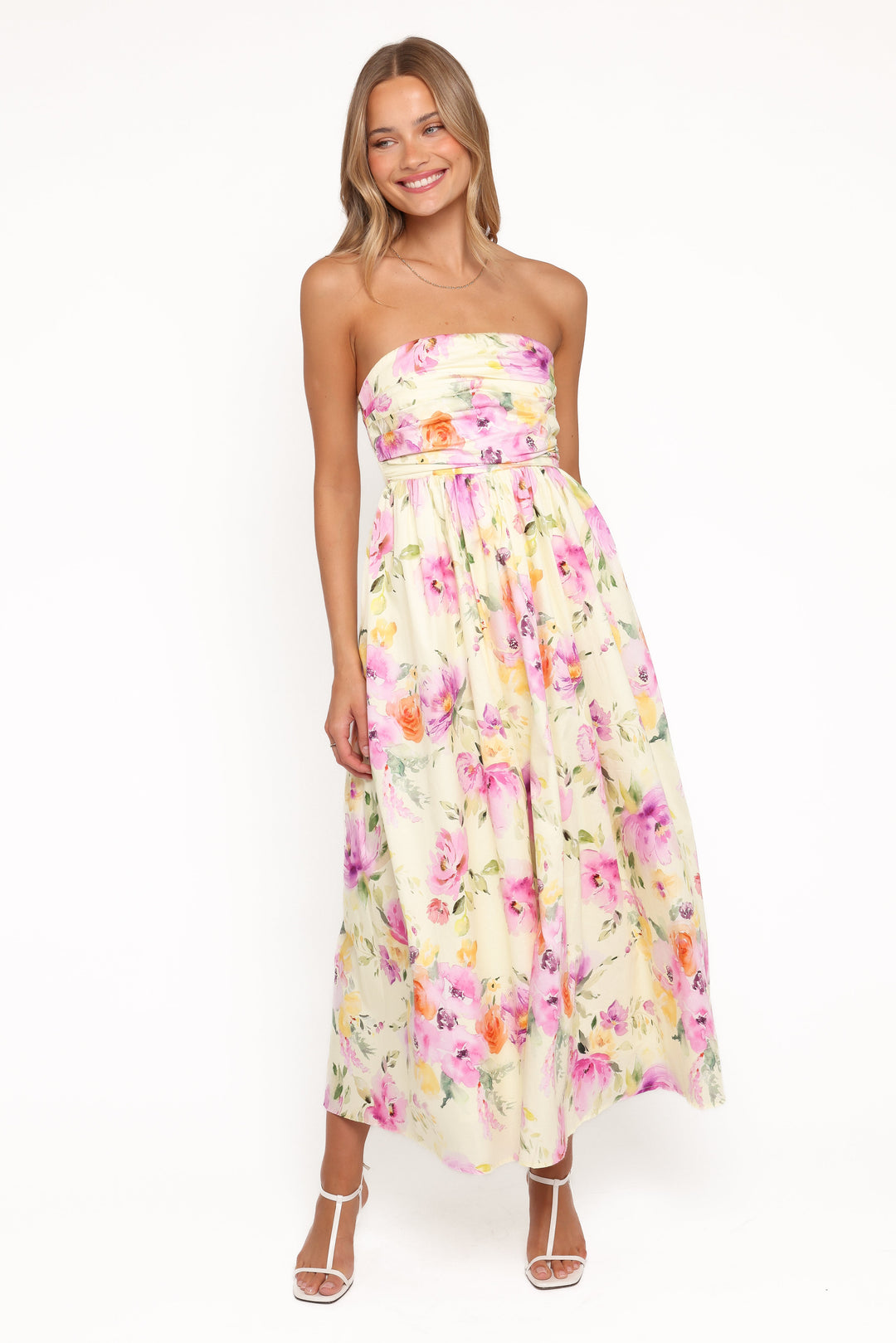 Kayt Strapless Dress - Yellow Petunia