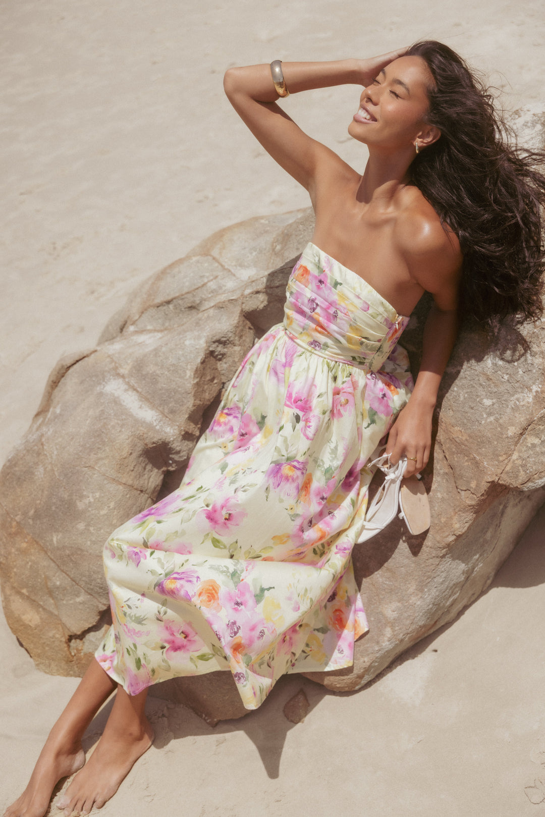 Kayt Strapless Dress - Yellow Petunia