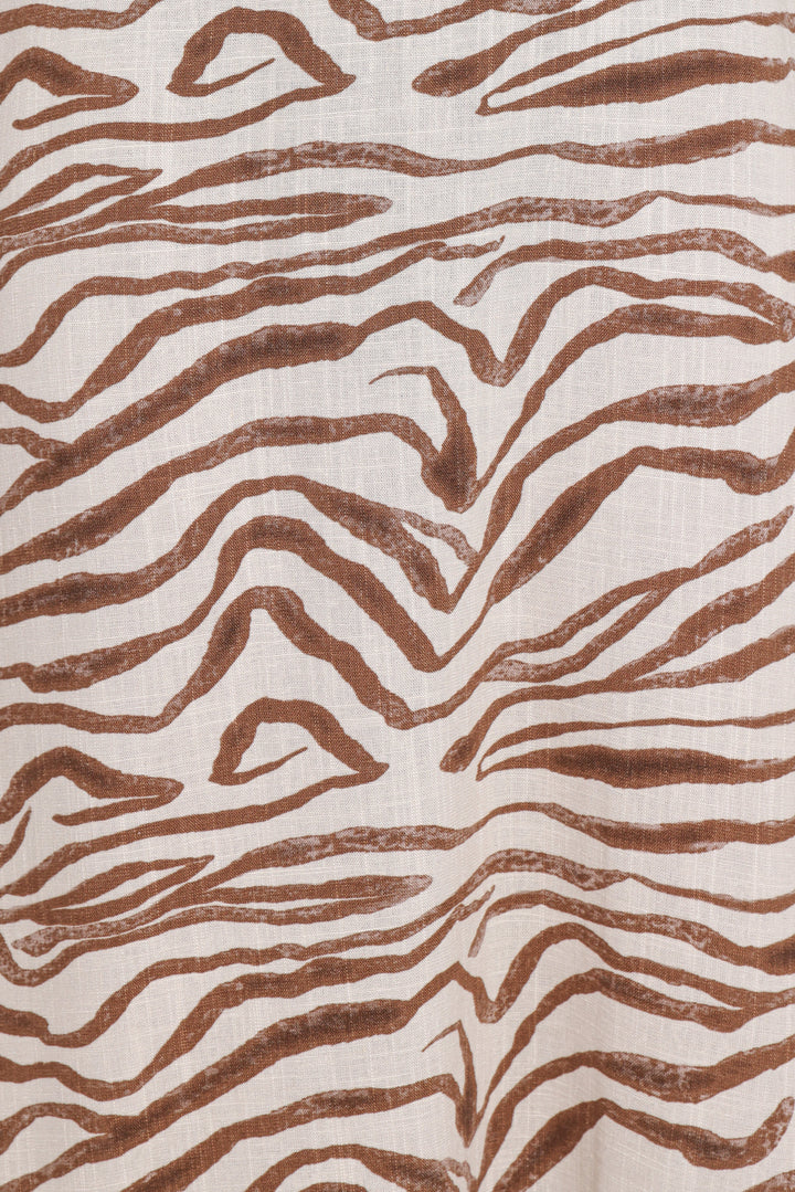 Kelsie Midi Dress - Brown Zebra