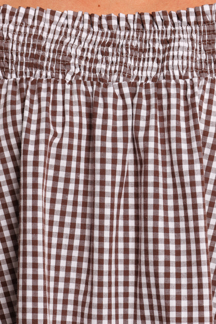 Kennedy Smock Mini Dress - Chocolate Gingham