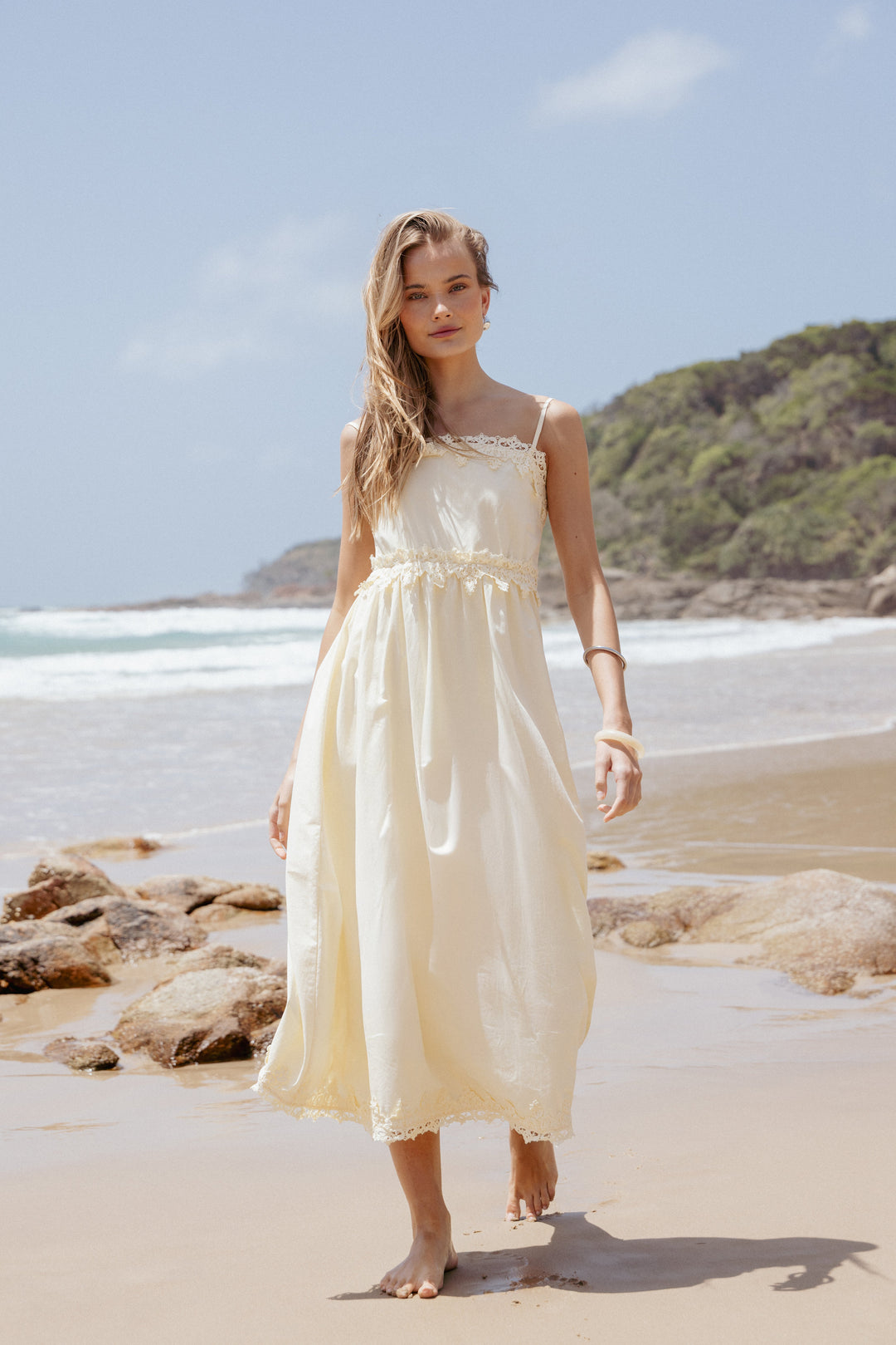 Kiana Midi Dress - Pale Yellow