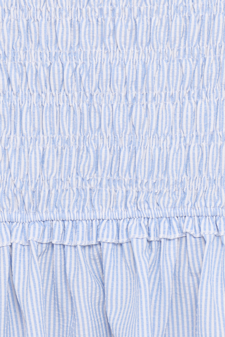 Kiki Smocked Mini Dress - Blue Stripe