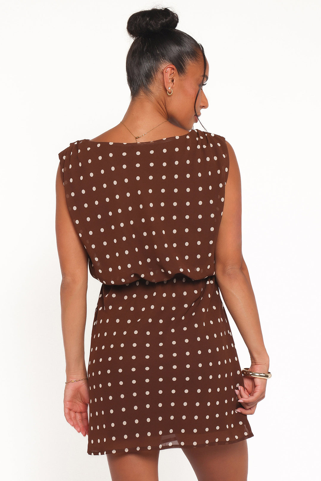 Kimberly Mini Dress - Brown Polka Dot